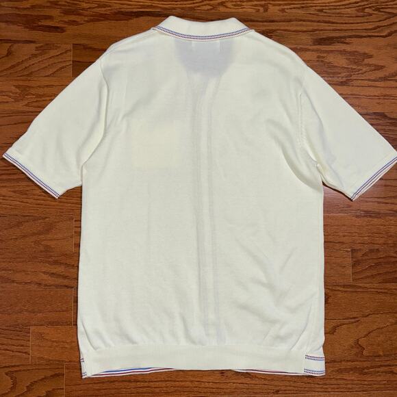 Madcap England Crawdaddy Retro Mod Micro Dash Slim Knit Polo Cardigan Size 2XL - Picture 9 of 12